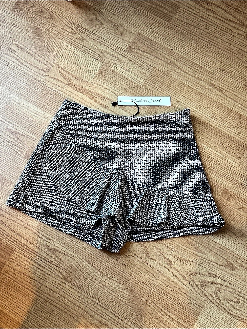 Mustard Seed High Waist Tweed Shorts/Skort in Black & White 🔸 NWT 🔸Size Small